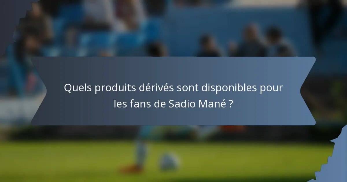 Quels produits dérivés sont disponibles pour les fans de Sadio Mané ?