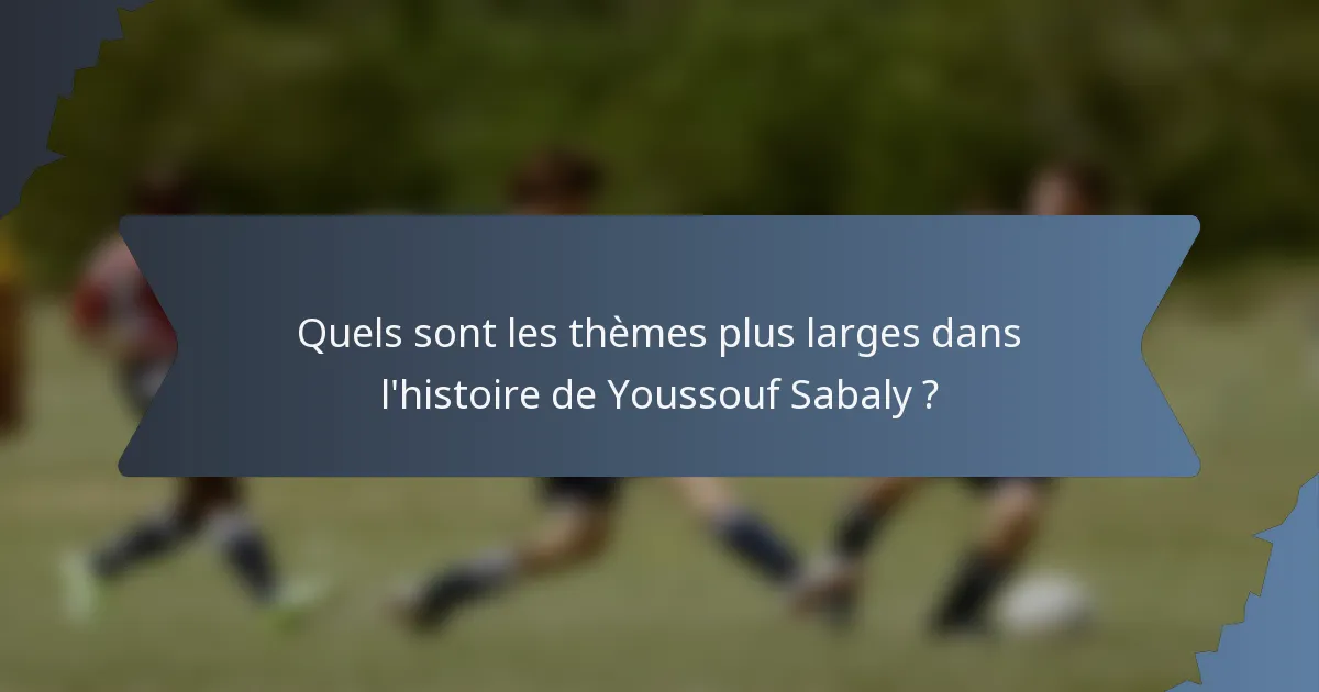 Quels sont les thèmes plus larges dans l'histoire de Youssouf Sabaly ?